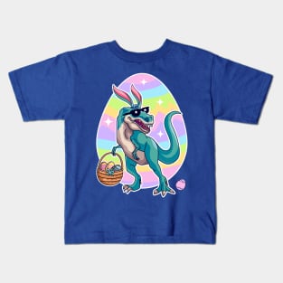 T Rex Easter Bunny With Eggs Basket Funny Dinosaur Boys Kids Kids T-Shirt